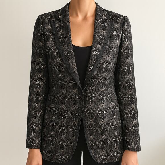 Missoni Silk Blend Single-Breasted Notch Lapel Lace Overlay Blazer Black 46 - Picture 1 of 13